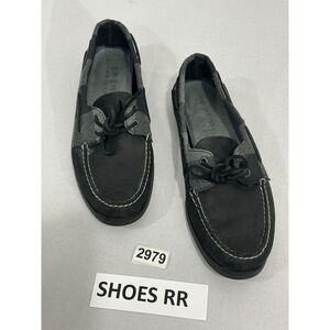 Men’s Sperry Size 9.5 M 0134320 Black Leather Slip On Boat Shoes